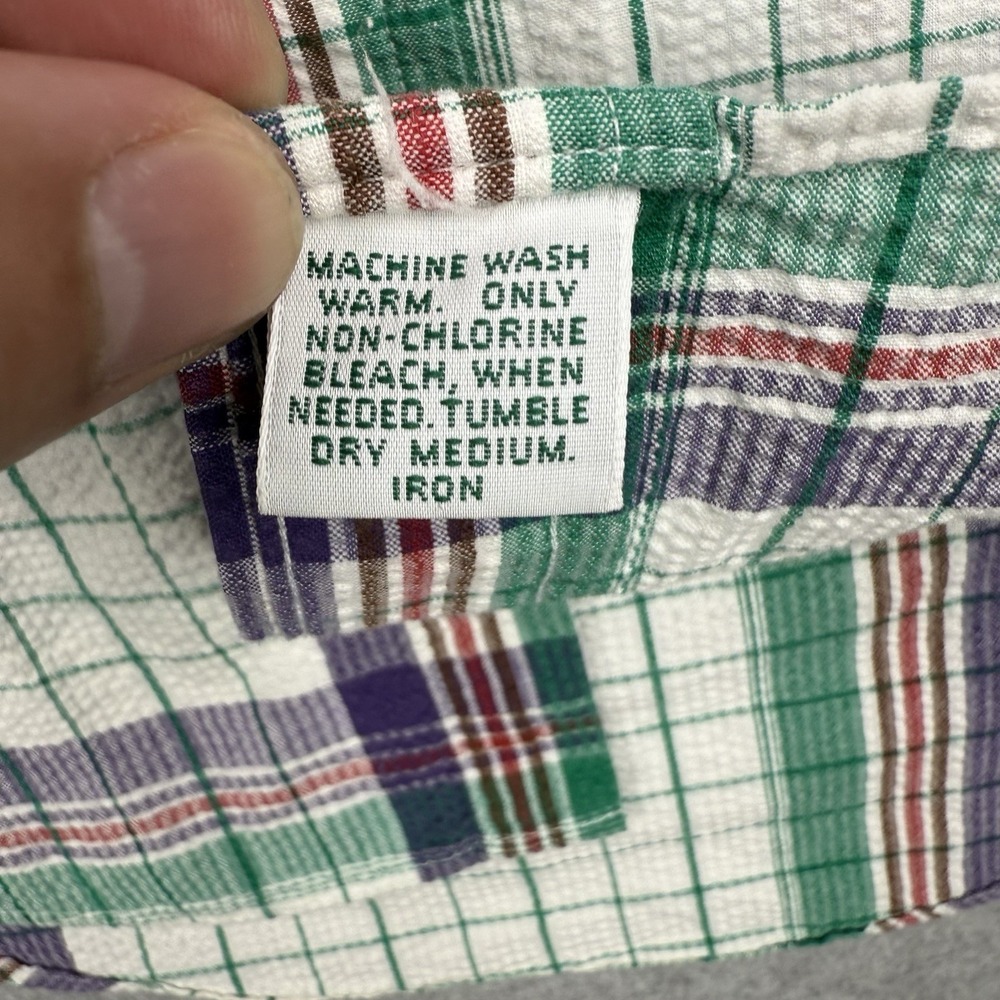 Polo Ralph Lauren Shirt Mens Medium White Green‎ Label Seersucker Preppy Cotton - Picture 8 of 11